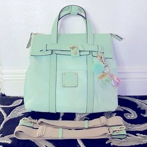HENRI BENDEL Mini Jetsetter Aqua Mint Green Blue Small Backpack Convertible